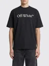 Off-white Black Oversized T-shirt With Contrasting Logo Lettering Print In Cotton Man In Black
