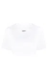 Off-white For Ever Ribbed Crew-neck Cropped T-shirt In White