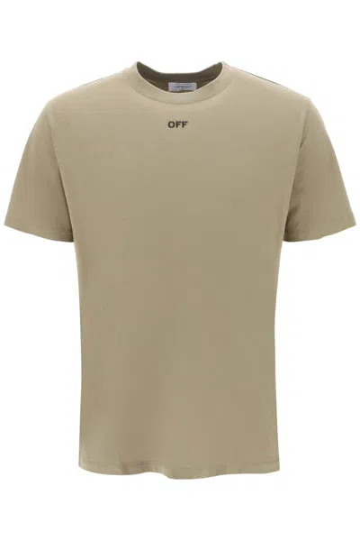 Off-white T-shirt With Back Arrow Embroidery In Brown