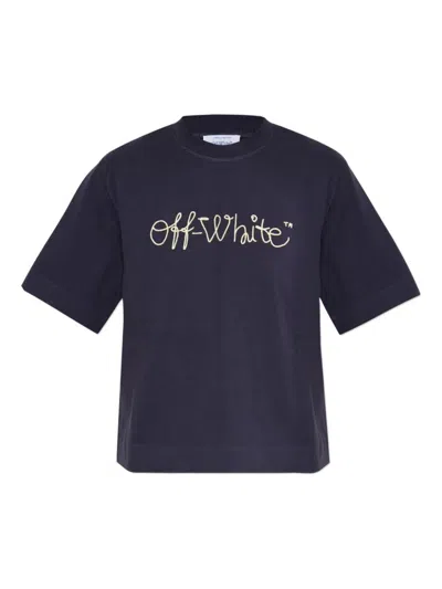 OFF-WHITE OFF-WHITE T-SHIRT WITH EMBROIDERED LOGO