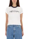 Off-white T-shirt With Embroidered Logo In White