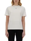 Off-white Cropped Ribbed Cotton T-shirt With Wide Sleeves