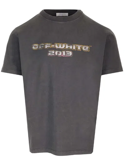 Off-white T-shirt With Logo And Print In Gray