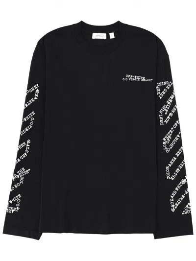 Off-white Long Sleeve Graphic Crew Neck T Shirt In Black