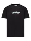 Off-white 'spray Arrow' Black Crewneck T-shirt With Logo Lettering On The Front And Maxi Logo Print On The Rea In Black White