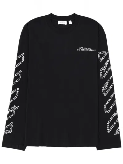 Off-white Long Sleeve Graphic Crew Neck T Shirt In Black