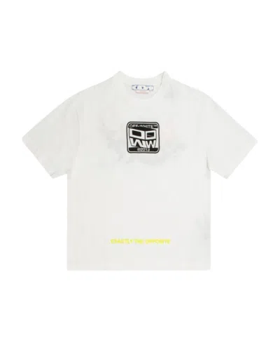 Off-white T-shirt With Round Neck And Short Sleeves In White
