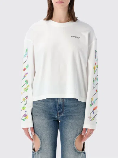 Off-white Diagonal Glowing Flower Long-sleeved T-shirt In Multi