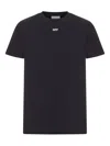 Off-white Short-sleeve Black T-shirt With Abstract Brushstroke Design In Black