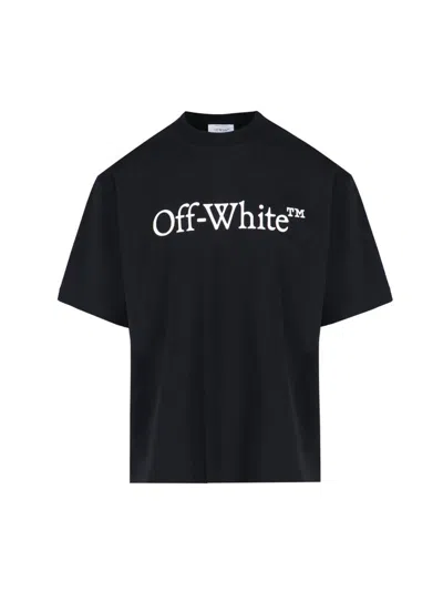 Off-white Oversized Black T-shirt With Contrasting Logo Print In Cotton