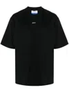 Off-white Black Cotton T-shirt With White Logo Printed On The Front In Black