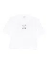 Off-white Cropped T-shirt With Silver Graphics In White