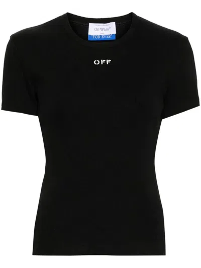 Off-white Off Stamp Ribbed-knit Top In Black