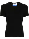 Off-white Slim Fit Black Cotton-elastane Logo T-shirt In Multicolor