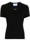 Off-white Slim Fit Black Cotton-elastane Logo T-shirt In Multicolor