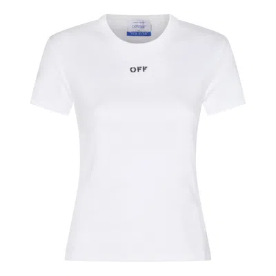 Off-white Off Stamp Stretch-cotton T-shirt In Bianco