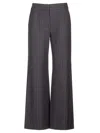 Off-white Pinstripe-pattern Virgin Wool-blend Trousers In Grey