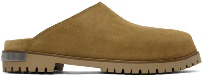 OFF-WHITE TAN METAL LOGO SUEDE SLIP-ON LOAFERS