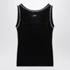 Off-white Pearl Embellished Ribbed Tank Top In Black