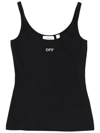 Off-white Tank Top With Logo In Black