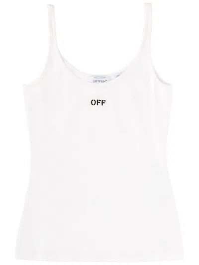 Off-white Woman Tank Top White Size 8 Cotton, Elastane