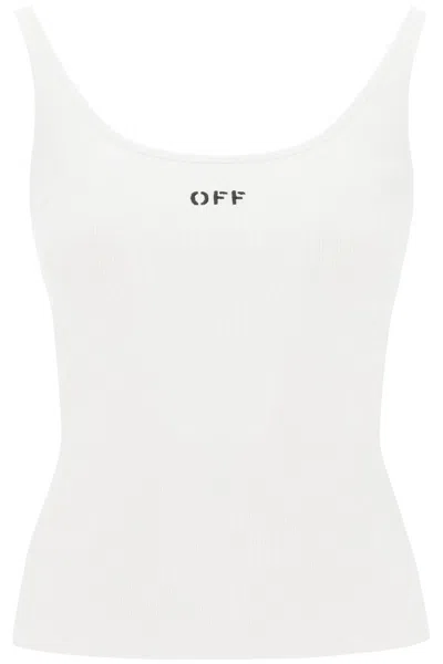 Off-white Tank Top With Off Embroidery In White