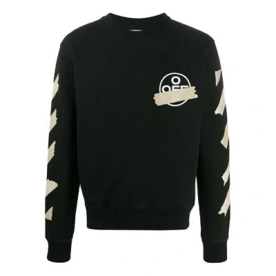 Off-white Tap Arrows Mens Logo Long Sleeve Round Neck Sweater Tape In Black