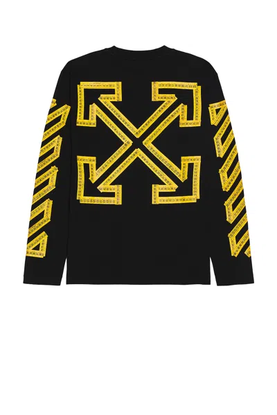 Off-white Tape Arrow Skate Long Sleeve Tee In Black & Citrus