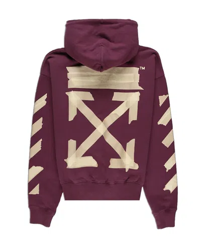 Off-white Tape Arrows Print Hoodie In Red