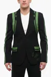 Off-white Tape Detailed Formal Vars Wool Blazer In Black