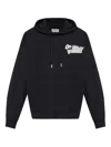 Off-white Tape-logo Cotton Hoodie In Black