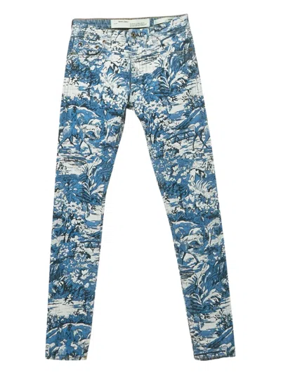 Pre-owned Off-white Tapestry Jeans In Blue