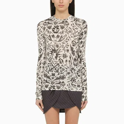 OFF-WHITE TATTOO PRINT LONG-SLEEVED WOMEN'S TOP IN WHITE