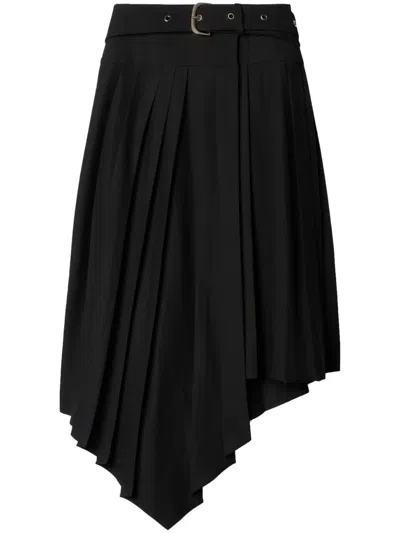 Off-white Off White Belted Tech Drill Pleated Skirt In Black