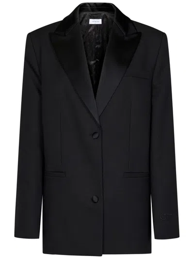 Off-white Single-breasted Tuxedo Blazer In Black