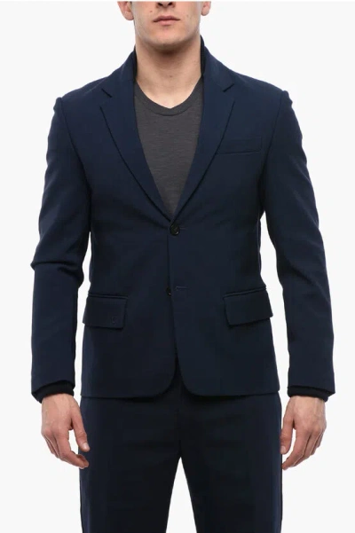 Off-white Tech Wool Hybrid Blazer With Bomber Details In Blue