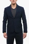 Off-white Tech Wool Hybrid Blazer With Bomber Details In Blue