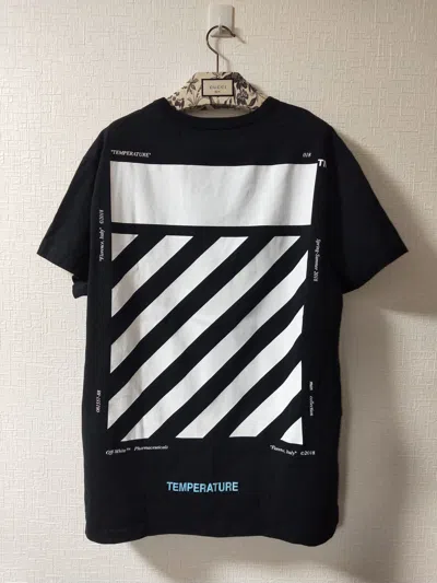 Pre-owned Off-white 'temperature' Diagonal Tee In Black