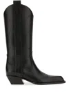 Off-white For Walking Leather Western Boots With Embroideries In Black