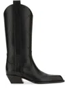 Off-white Texas-inspired Leather Walking Boots For Women In Black