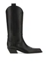 Off-white For Walking Leather Western Boots With Embroideries In Black