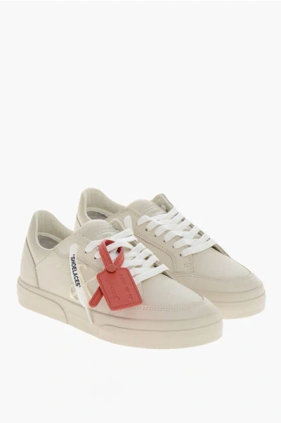 Off-white Textured Leather New Vulcanized Low-top Sneakers In White