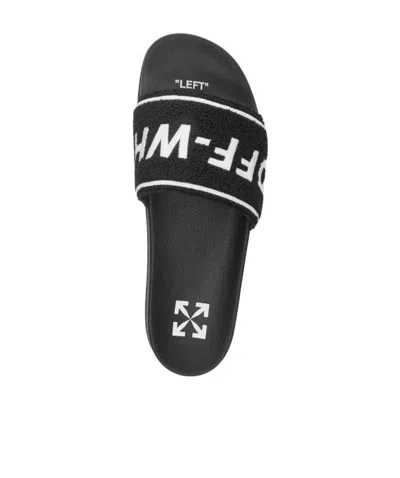 Off-white Textured Logo-strap Slides In Black