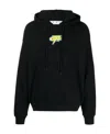 Off-white Logo Printed Drawstring Hoodie In Black