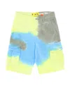 Off-white Tie-dye Cotton Cargo Shorts In Yellow