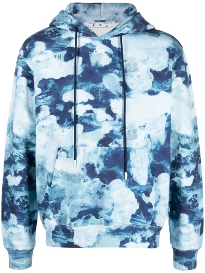 Off-white Tie-dye Cotton Hoodie In Blue