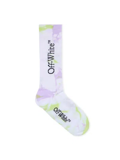 Off-white Tie Dye Mid Socks In Purple