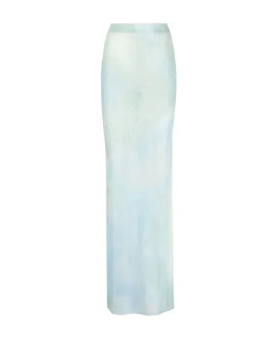 OFF-WHITE TIE-DYE SHEER MAXI SKIRT