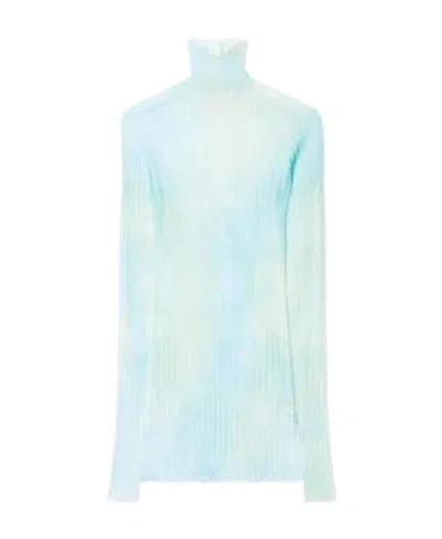 Off-white Blue Tie-dye Minidress In Light Blue