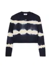 Off-white Tiedye Cable Crop Crewneck Sweater In Blue